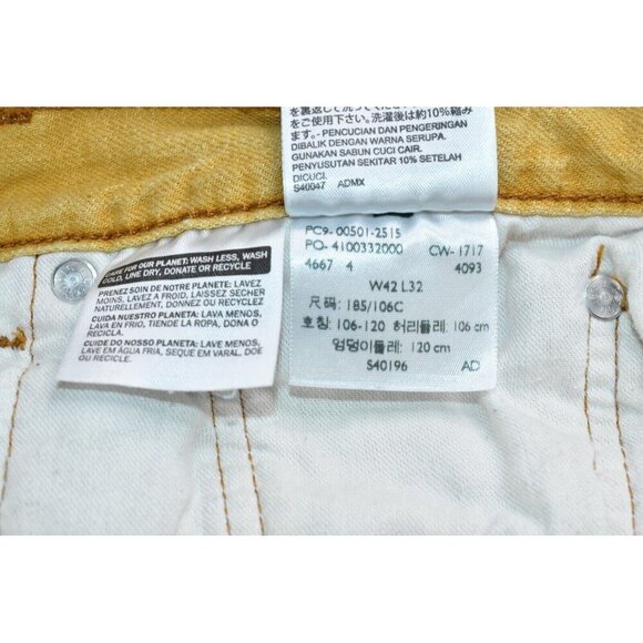 Levi's 501 Men's Jeans Size 42 X 27 Button Fly Denim Mustard Yellow  -Flaws- - Picture 13 of 16